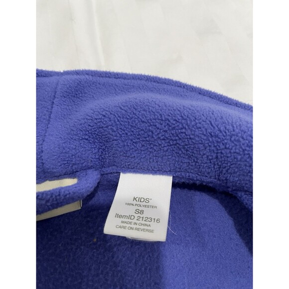 EUC LL Bean Fleece Robe Kids Small 8 Blue Long Sleeve Pockets Wrap Sash 212316 - Picture 5 of 7